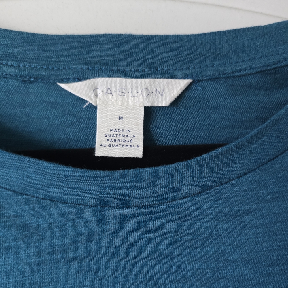 NWT Caslon Teal Slub Tunic Top Long Sleeve High Low Hem Soft Minimalist Coastal - Picture 2 of 10